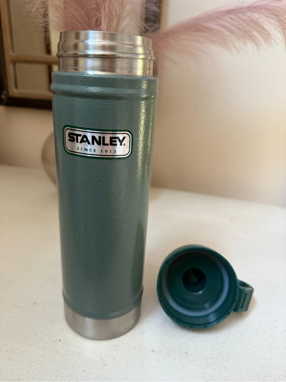 Stanley Green Stainless Vacuum Flask with Dark Green Cap - Picture 8 of 11